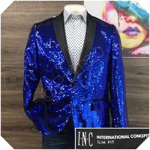 INC Mens Sequence Blazer Sport Coat Casual Dinner Jacket Size XL Slim Party Suit